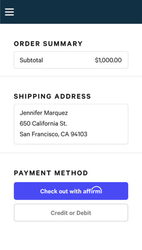 Shopping cart interface showing order summary