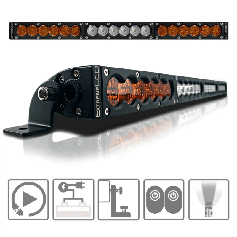 20" X6s Slim Amber/White 90w Led Light Bar & Harness