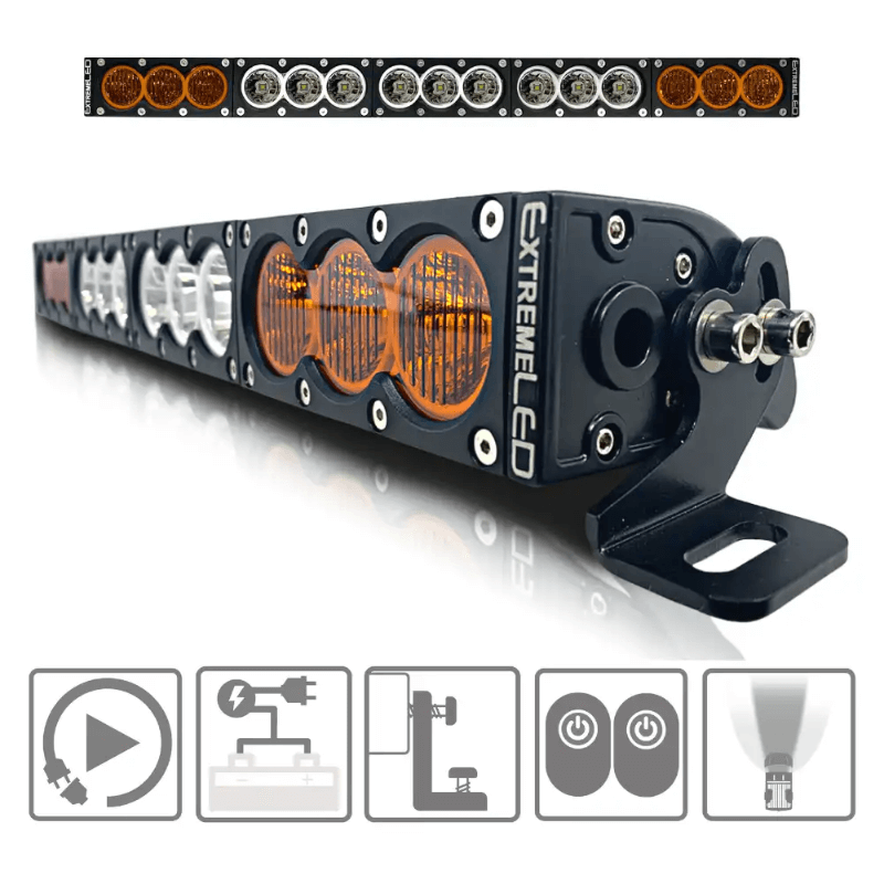 28" X6 Amber/White 150w Combo Beam Led Light Bar & Harness Kit