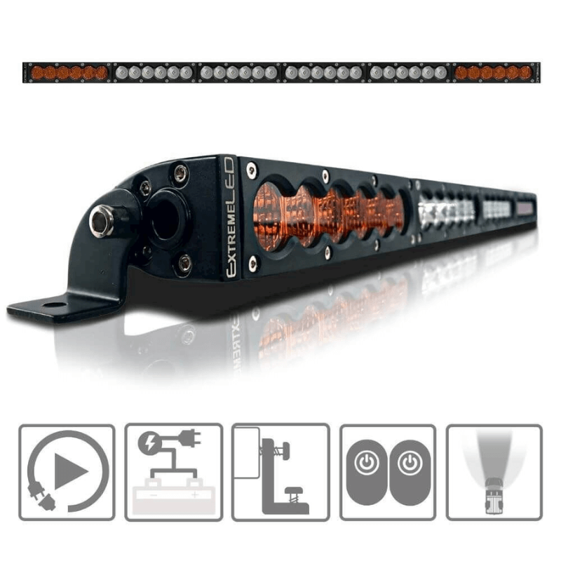 38" X6s Slim Amber/White 180w Led Light Bar & Harness