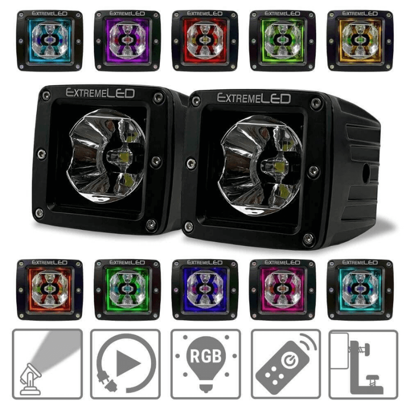 Extreme Series 3" Led RGB Light Pod Pair