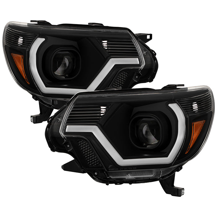 Spyder Projector Headlights w/ Light Bar Black for 12-15 Tacoma