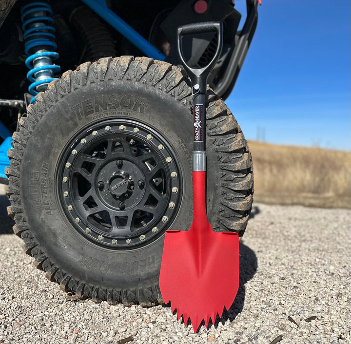 Krazy Beaver Shorty Shovel | Textured Red Head / Black Handle | ATV / UTV