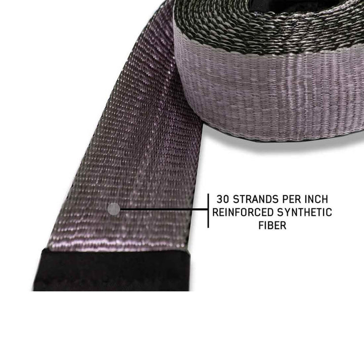 Tow Strap 2" x 30' 20,000 LB. Gray W/ Black Ends
