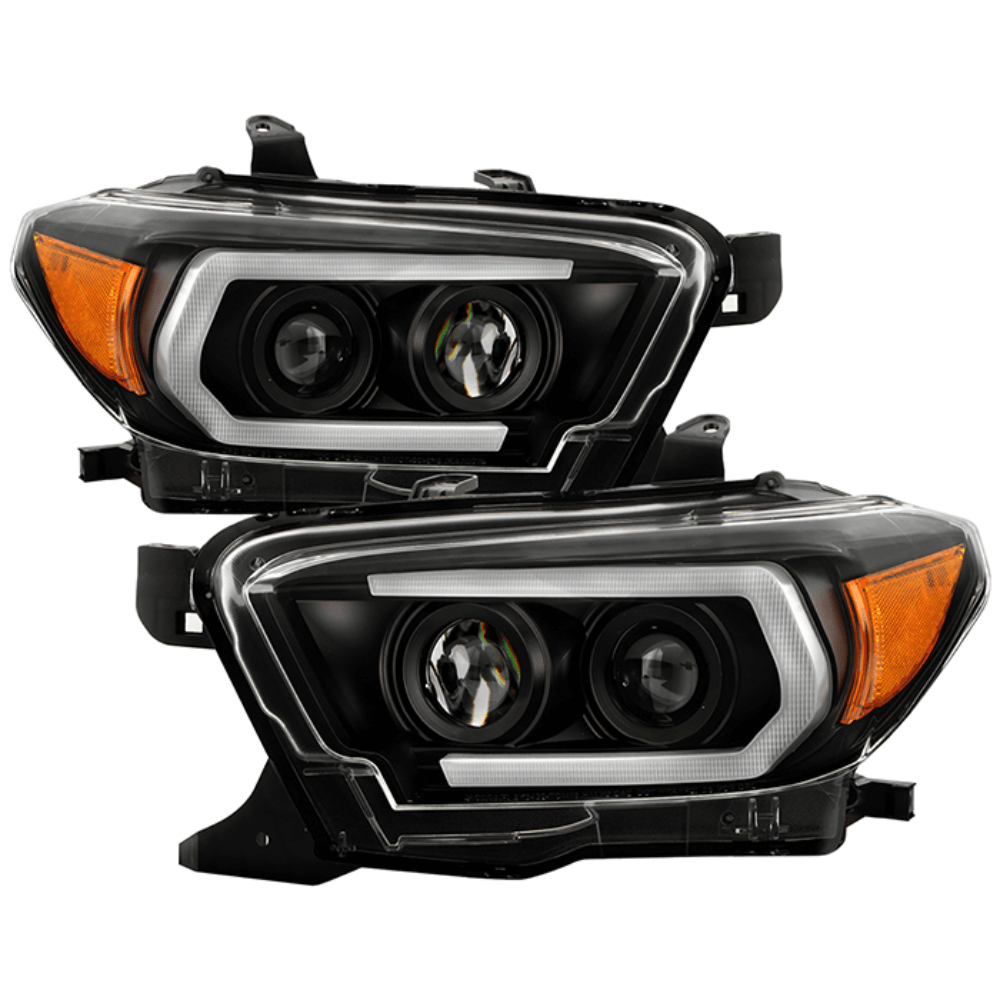 2016-2023 Toyota Tacoma Projector Headlights - Sequential LED Turn Signal |  Signature Series - Black / Models with OE halogen with LED DRL