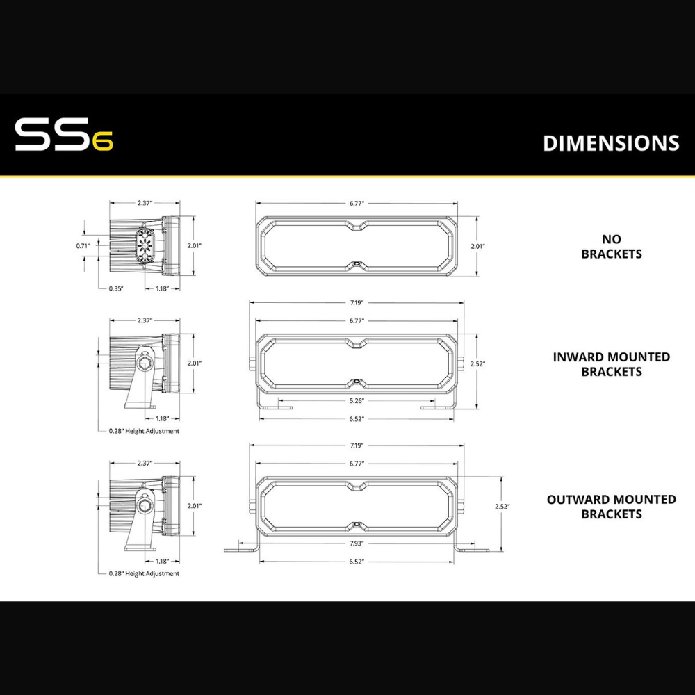 SS6 Yellow LED Light Bar (one)