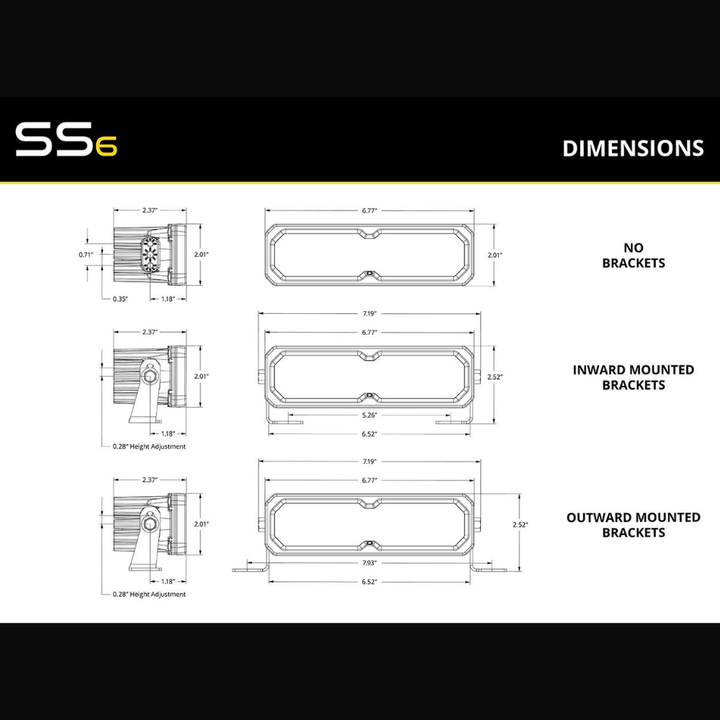 SS6 Yellow LED Light Bar (pair)