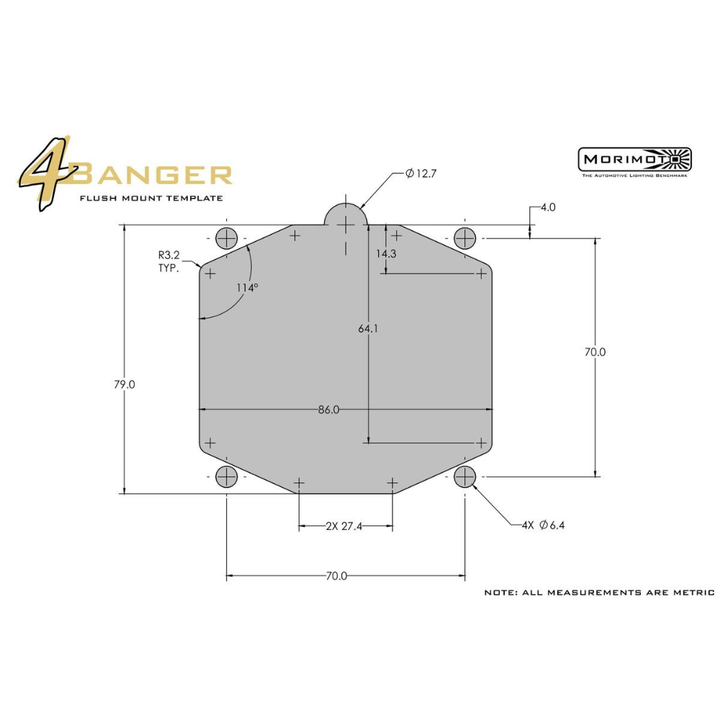 4Banger Pod Lights: Flush Mounting Kit