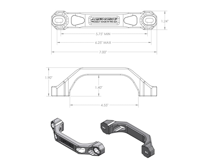 Agency 6 Billet Grab Handles 6" - Pair