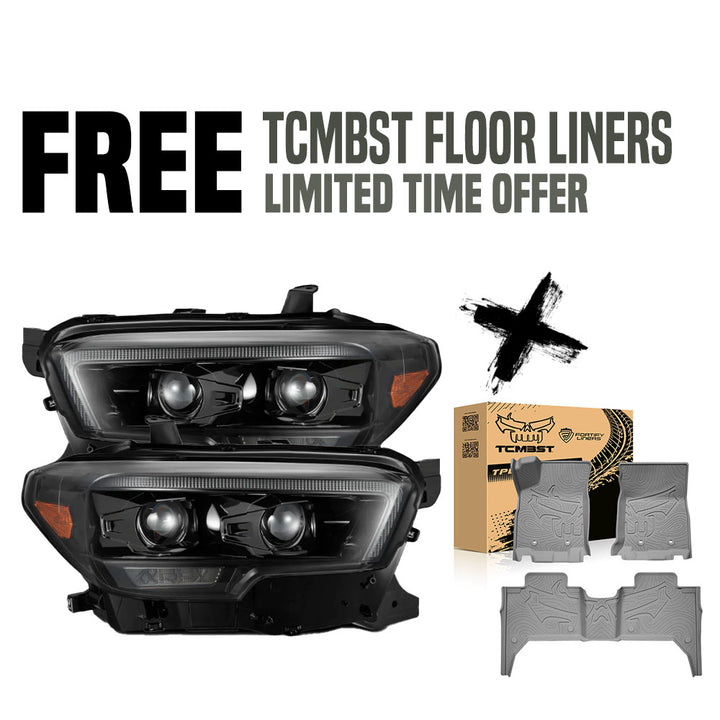 Exclusive LUXX-Series LED Projector Headlights | Amber/Clear DRL Fits 2016-2023 Toyota Tacoma