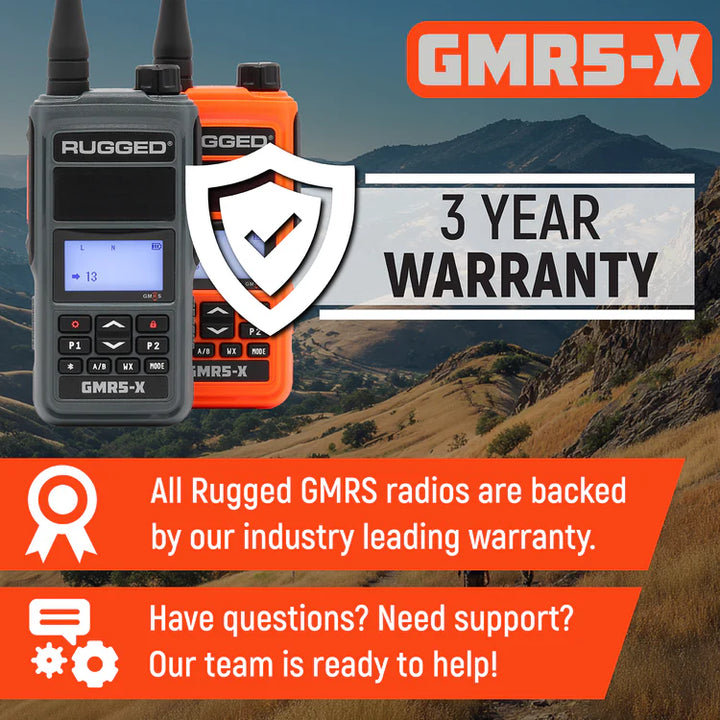 GMR5-X - 5W GMRS Handheld Radio - Waterproof with XL Battery