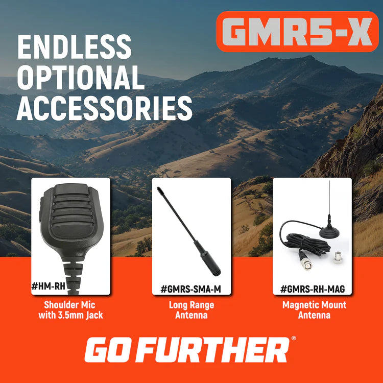 GMR5-X - 5W GMRS Handheld Radio - Waterproof with XL Battery