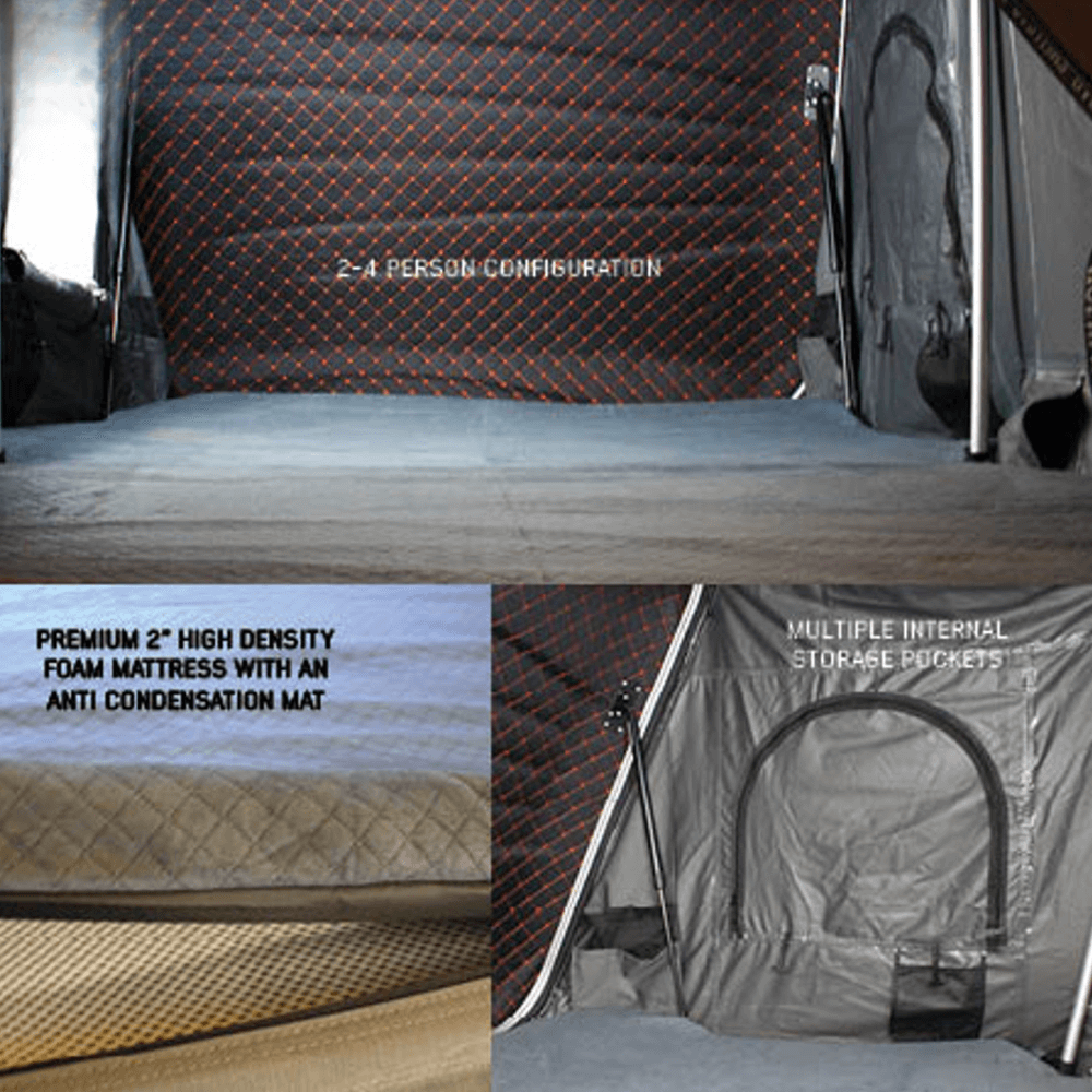 HD Bundu Cantilever Hard Shell Roof Top Tent, Grey Body & Green Rainfly