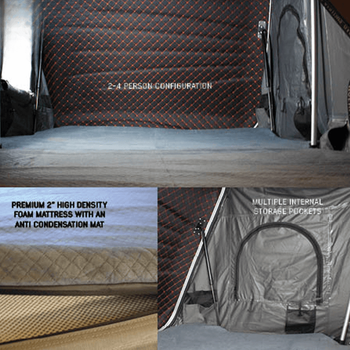 HD Bundu Cantilever Hard Shell Roof Top Tent, Grey Body & Green Rainfly