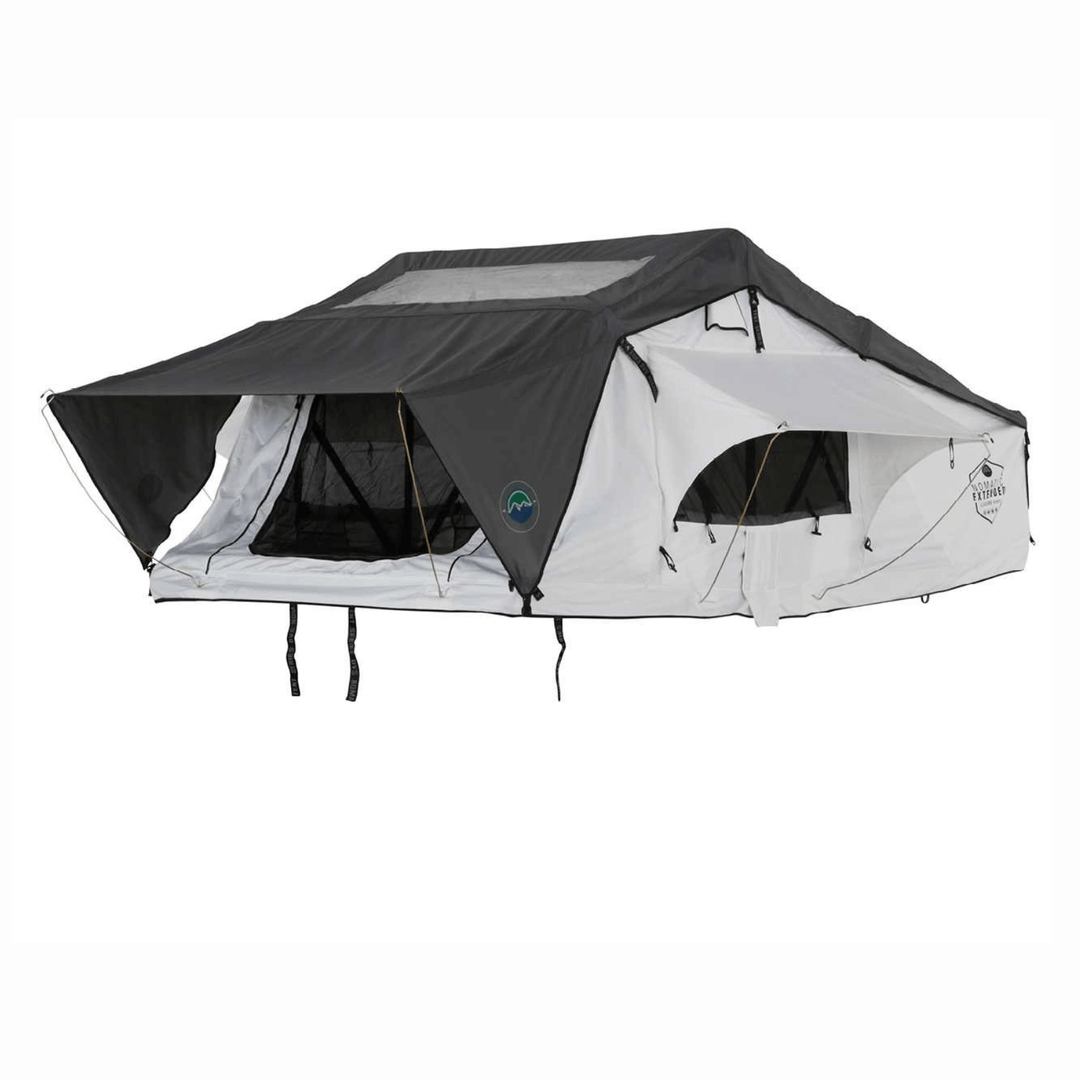 HD Nomadic 3 Arctic White Extended Soft Shell Roof Top Tent, White Body Dark Grey Rainfly