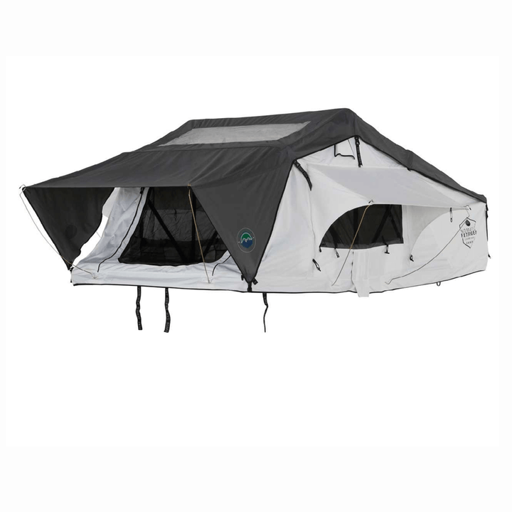 HD Nomadic 3 Arctic White Extended Soft Shell Roof Top Tent, White Body Dark Grey Rainfly