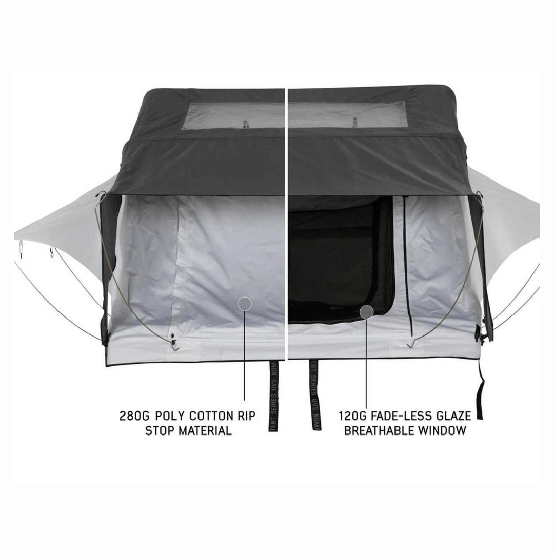 HD Nomadic 3 Arctic White Extended Soft Shell Roof Top Tent, White Body Dark Grey Rainfly