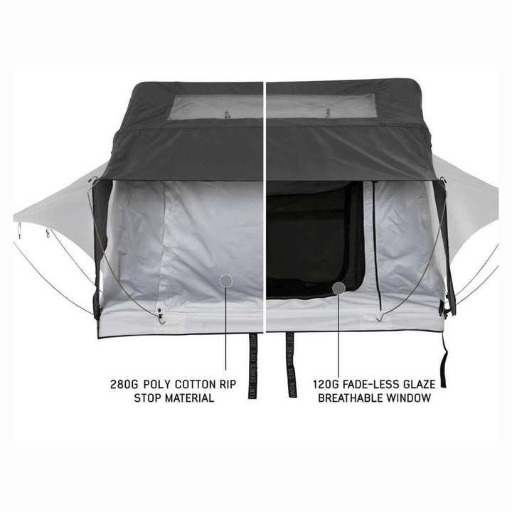 HD Nomadic 3 Arctic White Extended Soft Shell Roof Top Tent, White Body Dark Grey Rainfly
