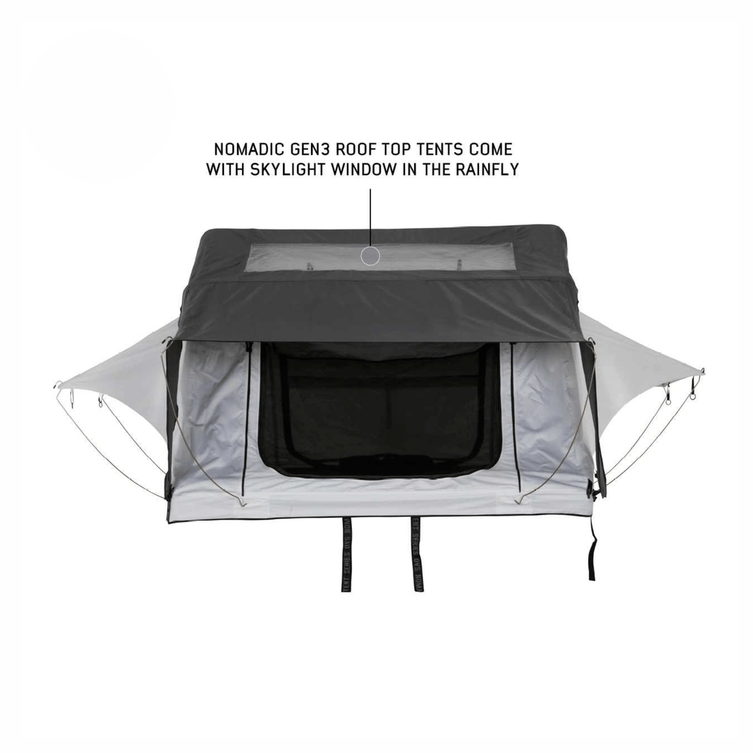 HD Nomadic 3 Arctic White Extended Soft Shell Roof Top Tent, White Body Dark Grey Rainfly