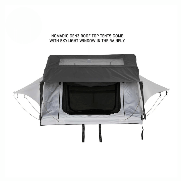 HD Nomadic 3 Arctic White Extended Soft Shell Roof Top Tent, White Body Dark Grey Rainfly
