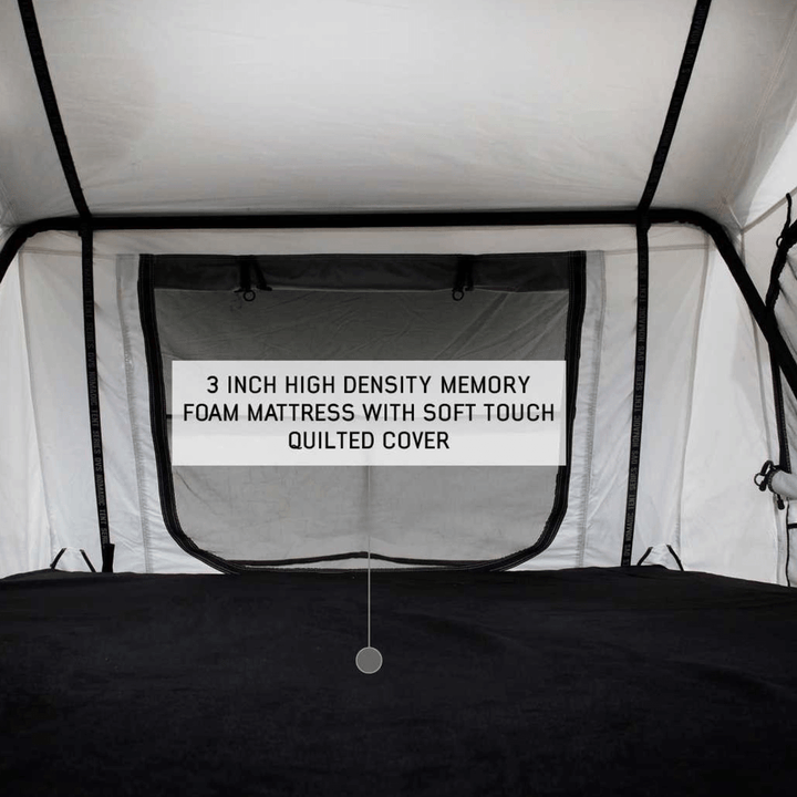 HD Nomadic 3 Arctic White Extended Soft Shell Roof Top Tent, White Body Dark Grey Rainfly