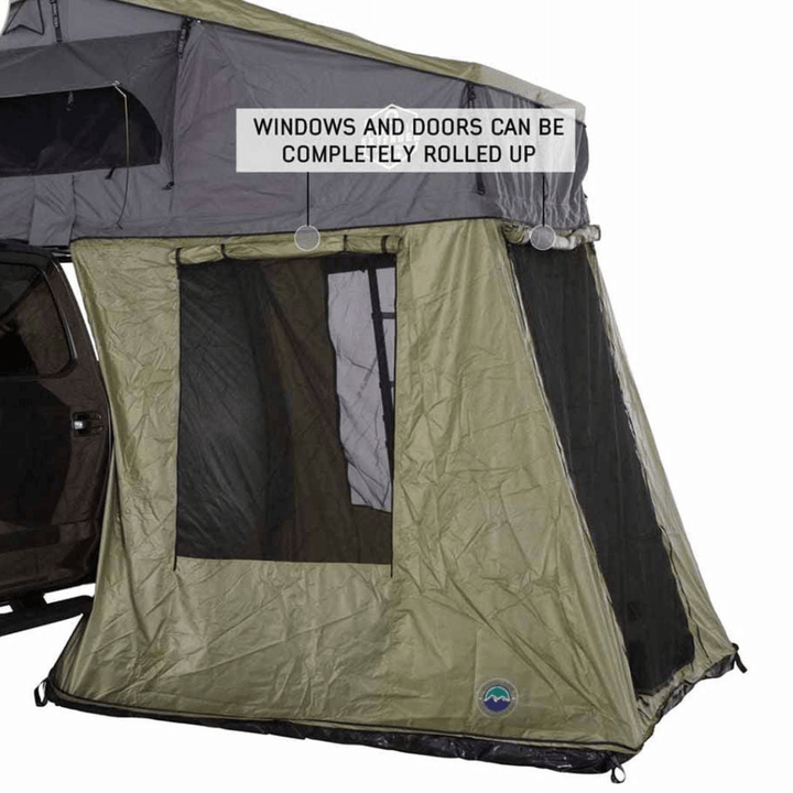 HD Nomadic 4 Roof Top Tent Annex Green Base With Black Floor & Travel Cover