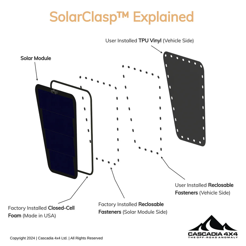 Hood Solar Panel | VSS System™ 2.0 fits 2005-2015 Toyota Tacoma / 2000-2006 Tundra / 2024-2025 Land Cruiser 250 / 1998-2007 Land Cruiser 100 / Land Cruiser 80