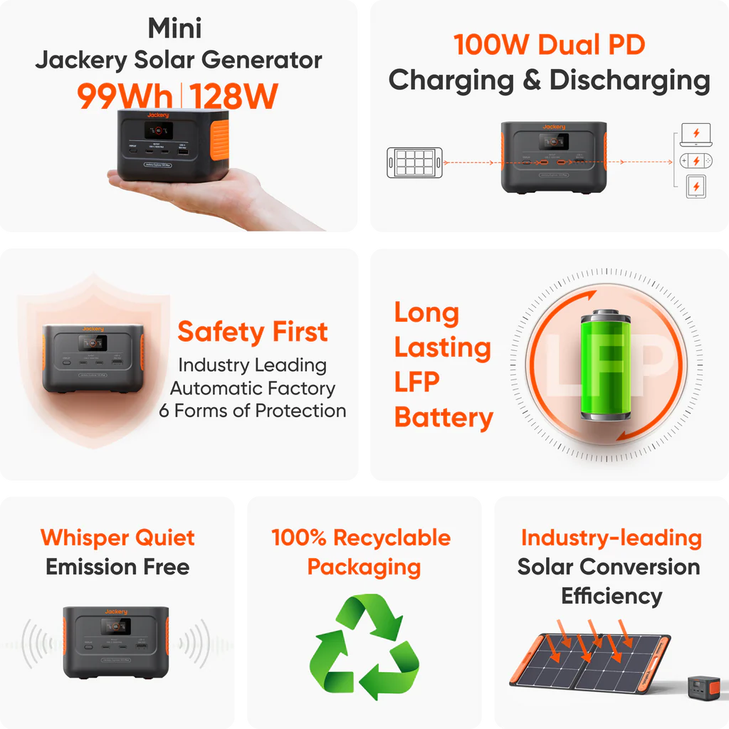 Jackery Explorer 100 Plus Portable Power Station with Mini Carrying Bag