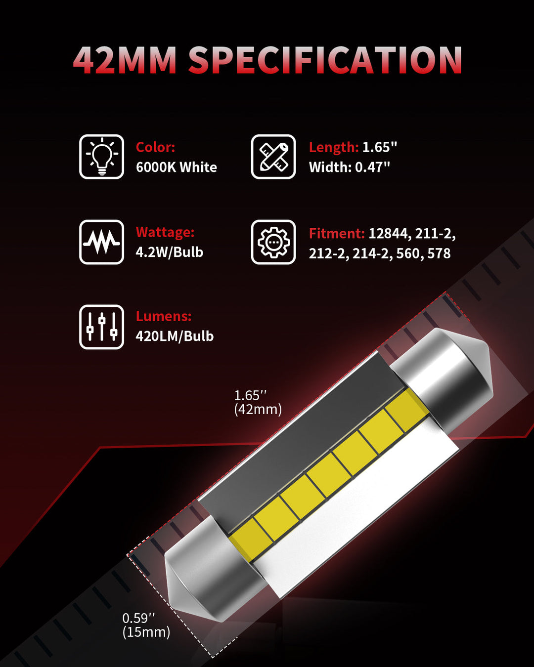Lasfit LED Bulb Upgrade Kit fits 2001-2015 Toyota Tacoma