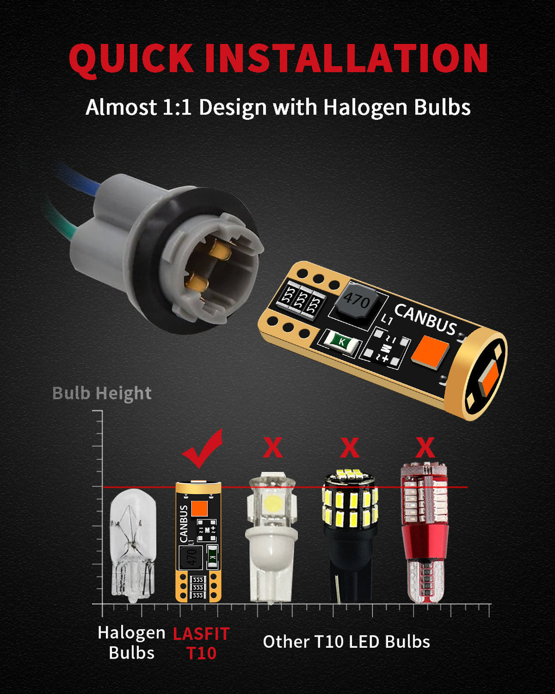 Lasfit LED Bulb Upgrade Kit fits 2001-2015 Toyota Tacoma