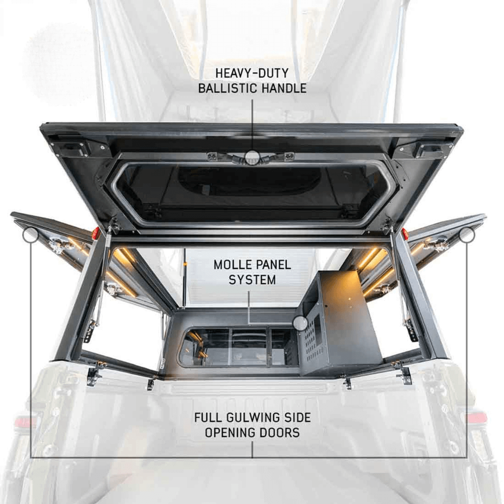 MagPak - Camper Shell/Roof Top Tent Combo with Lights, Rear Molle Panel, Side Tie Downs, Front & Rear Windows