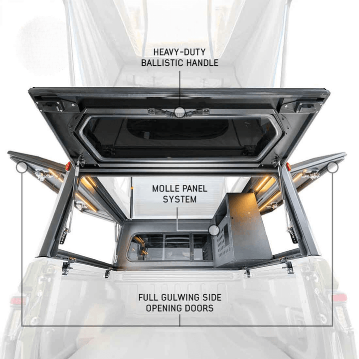MagPak - Camper Shell/Roof Top Tent Combo with Lights, Rear Molle Panel, Side Tie Downs, Front & Rear Windows