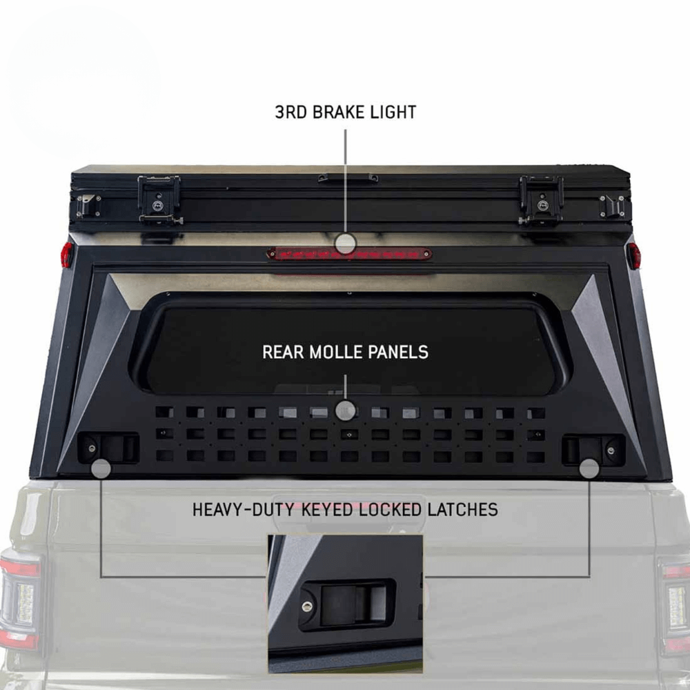 MagPak - Camper Shell/Roof Top Tent Combo with Lights, Rear Molle Panel, Side Tie Downs, Front & Rear Windows
