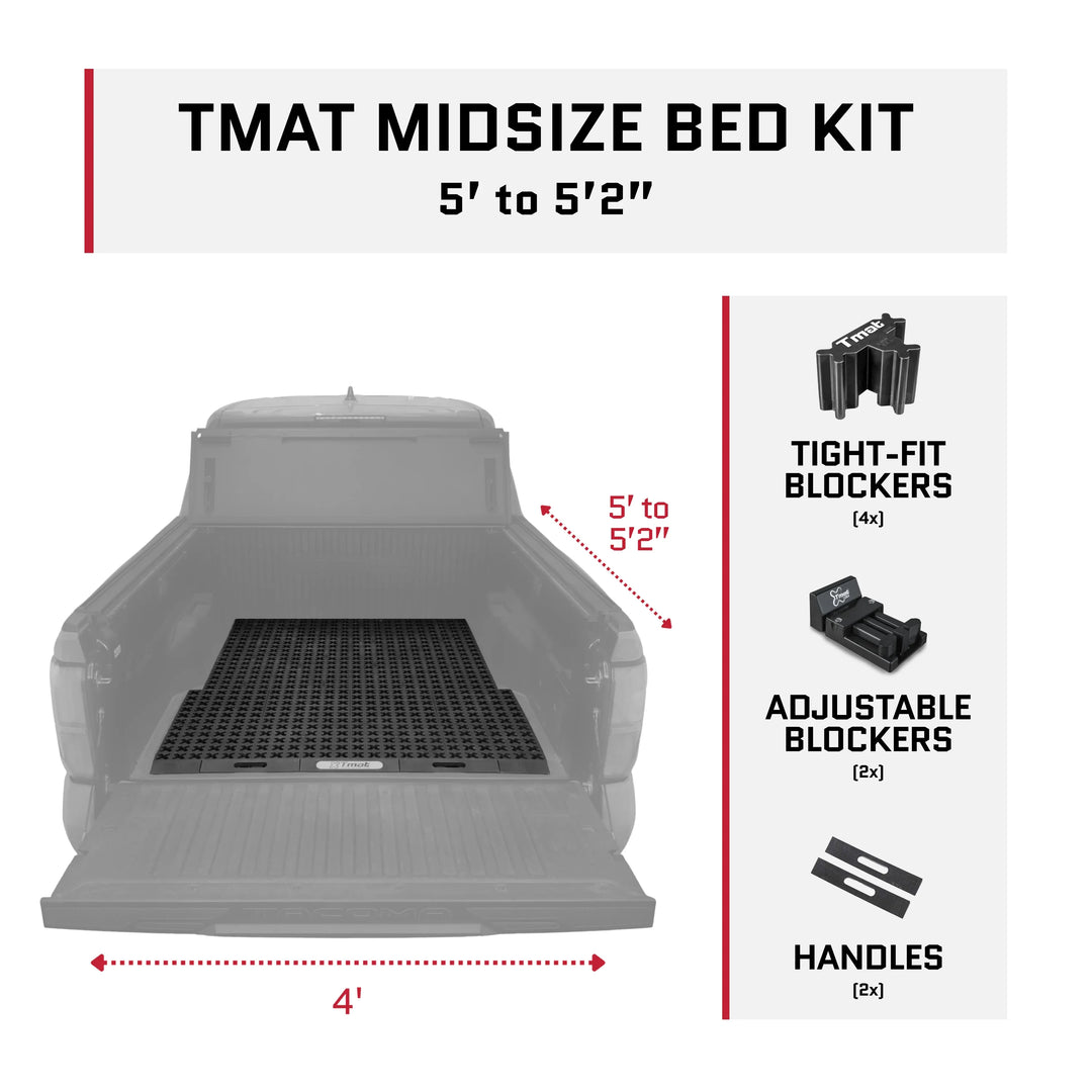 Tmat Midsize Truck Bed Organizer Slide Out Mat fits 2005+ Toyota Tacoma 5' Bed