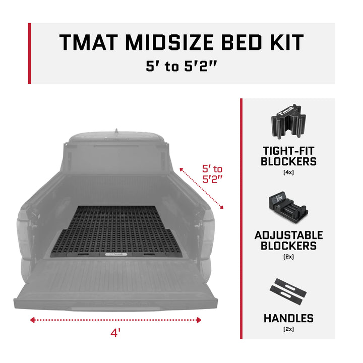 Tmat Midsize Truck Bed Organizer Slide Out Mat fits 2005+ Toyota Tacoma 5' Bed
