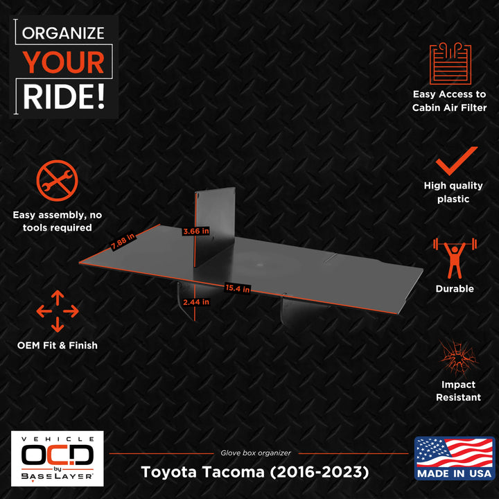 Organizer Set: Console, Glove Box & Tray fits 2016-2023 Toyota Tacoma