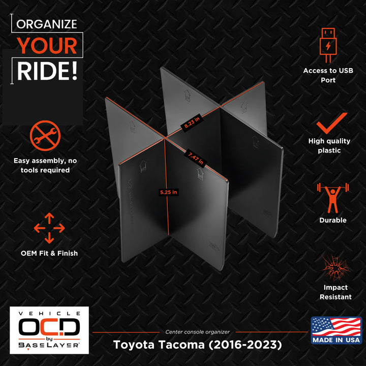 Organizer Set: Console, Glove Box & Tray fits 2016-2023 Toyota Tacoma