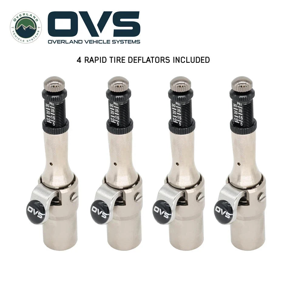 Rapid Tire Deflators - 4 Piece Aluminum Adjustable Kit (5-30 PSI) with Storage Case