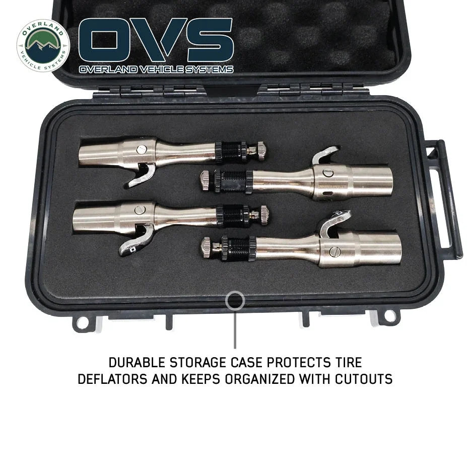 Rapid Tire Deflators - 4 Piece Aluminum Adjustable Kit (5-30 PSI) with Storage Case