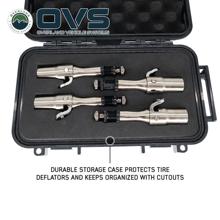 Rapid Tire Deflators - 4 Piece Aluminum Adjustable Kit (5-30 PSI) with Storage Case