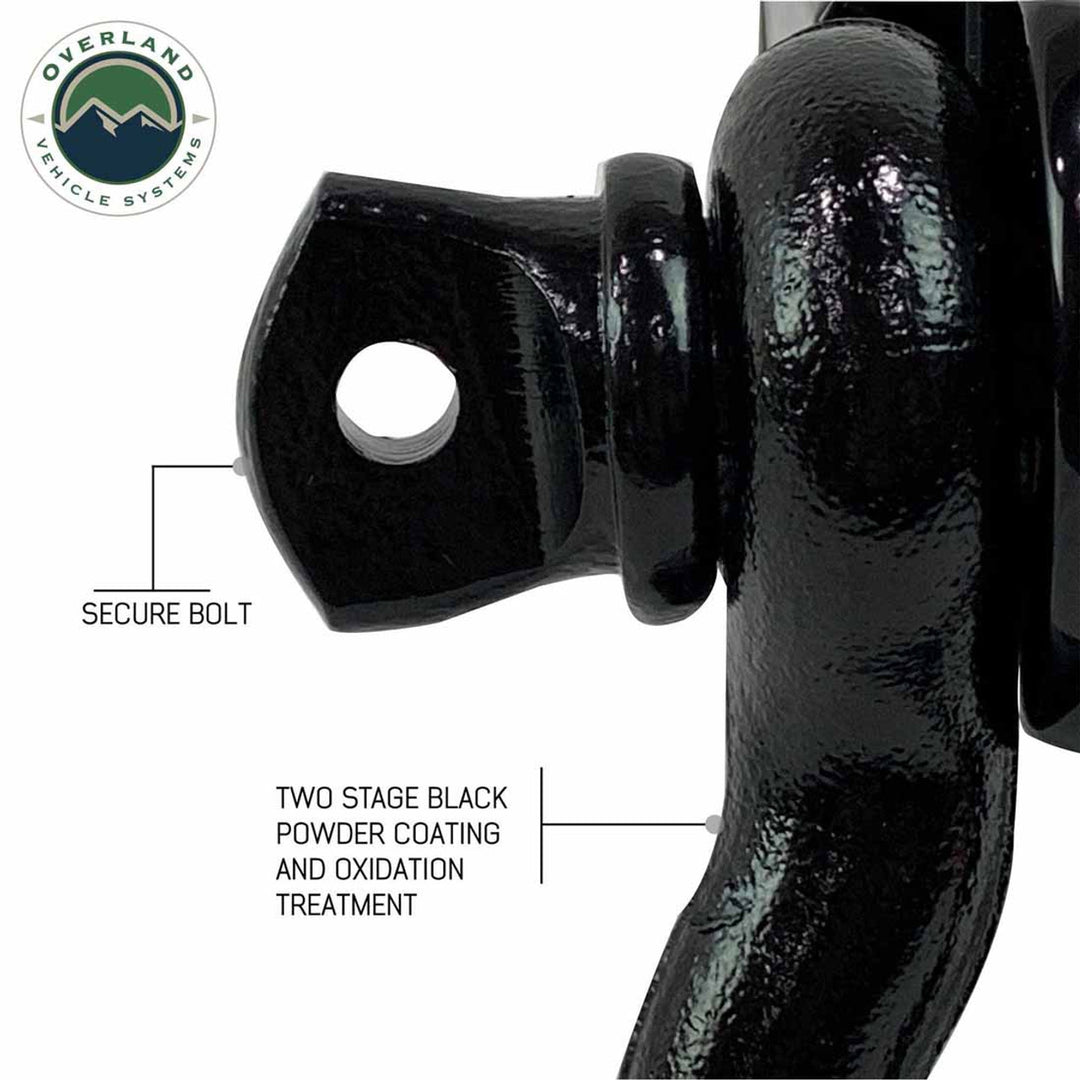 Receiver Mount Recovery Shackle 3/4" 4.75 Ton Rated Black Universal