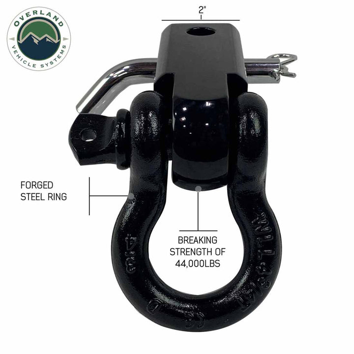 Receiver Mount Recovery Shackle 3/4" 4.75 Ton Rated Black Universal