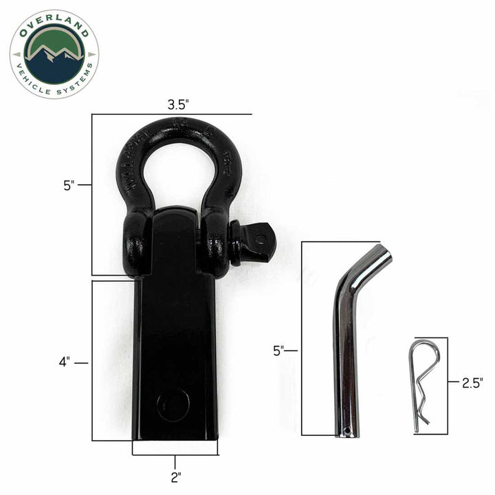 Receiver Mount Recovery Shackle 3/4" 4.75 Ton Rated Black Universal