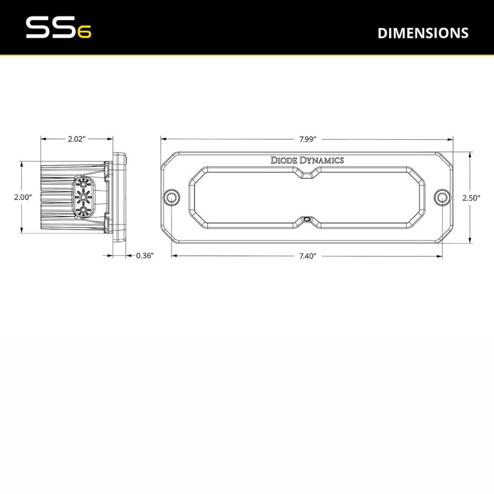 SS6 Yellow Flush Mount LED Light Bar 