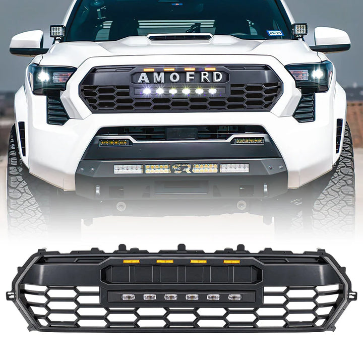 TRD PRO Style Front Grille w/ LED Off-Road Lights, Amber Lights and DIY Letters fits 2024+ Toyota Tacoma