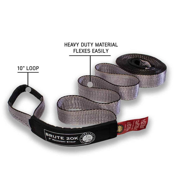 Tow Strap 2" x 30' 20,000 LB. Gray W/ Black Ends