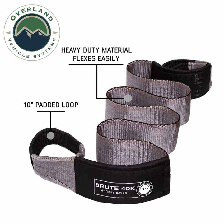 Tree Saver Tow Strap 40,000 lb. 4" x 8' Gray With Black Ends & Storage Bag