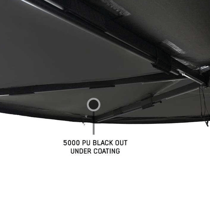 XD Nomadic 270 Degree Awning W/Lights & Black Out - Black Body, Grey Trim & Black Travel Cover