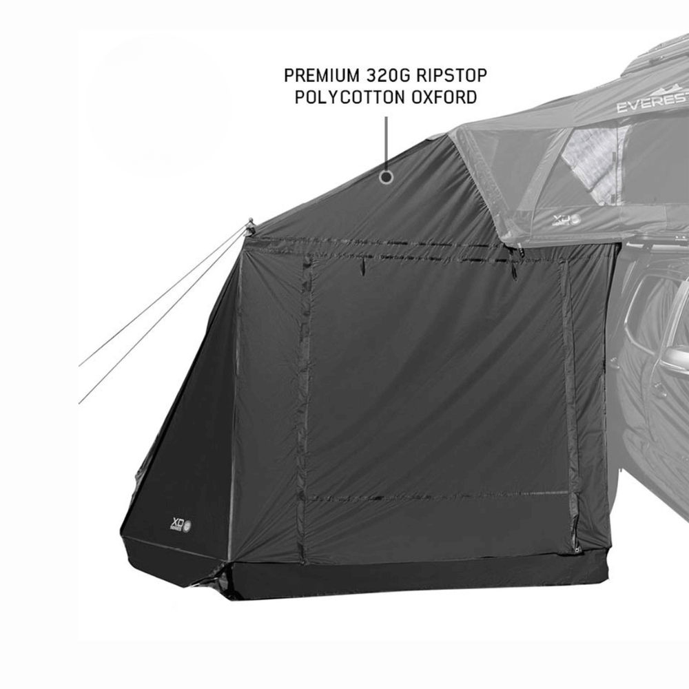 XD Everest Annex Room Roof Top Tent Extension - Black Body Grey Trim