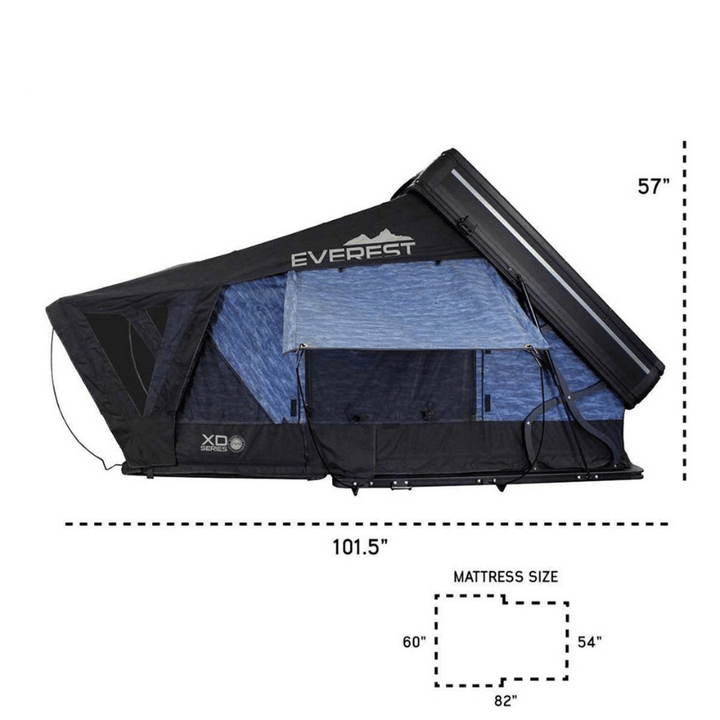 XD Everest Cantilever Aluminum Roof Top Tent - Grey Body & Black Rainfly